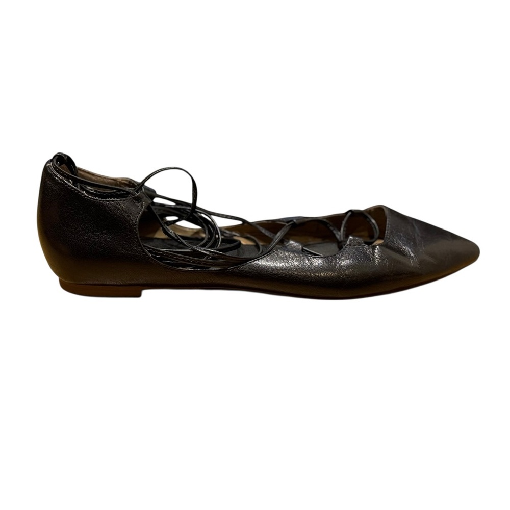 Banana Republic Allie Patent Leather Lace-Up Ballet Flats Black Size 8.5 - Picture 6 of 10
